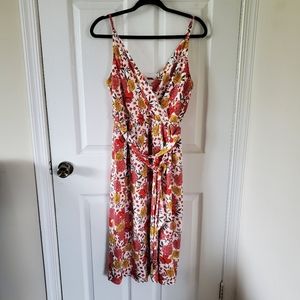 LOFT Floral Dress with Matching Tie Belt Size M